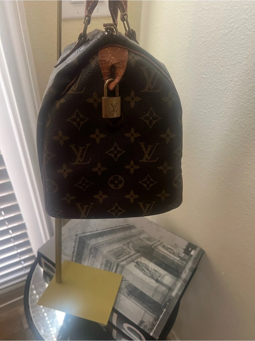 Louis Vuitton Monogram Canvas Satchel with Tan Leather Handles speedy 30